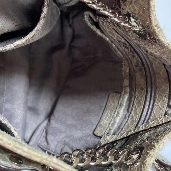 Michael Kors Bag Jet Set Chain Snakeskin Gather Shoulder Tote Crossbody Bag - Picture 10 of 14